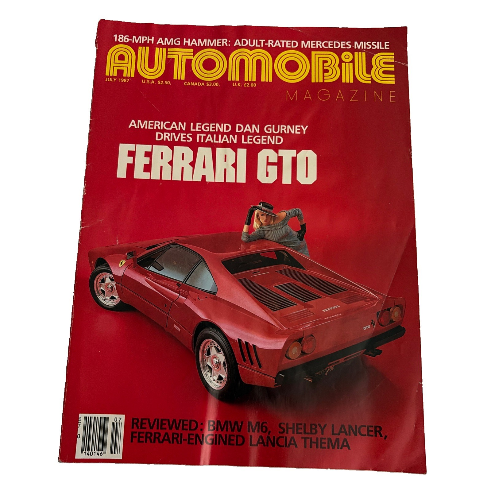 Automobile Magazine July 1987 Ferrari GTO Dan Gurney Shelby Lancer Lancia Thema