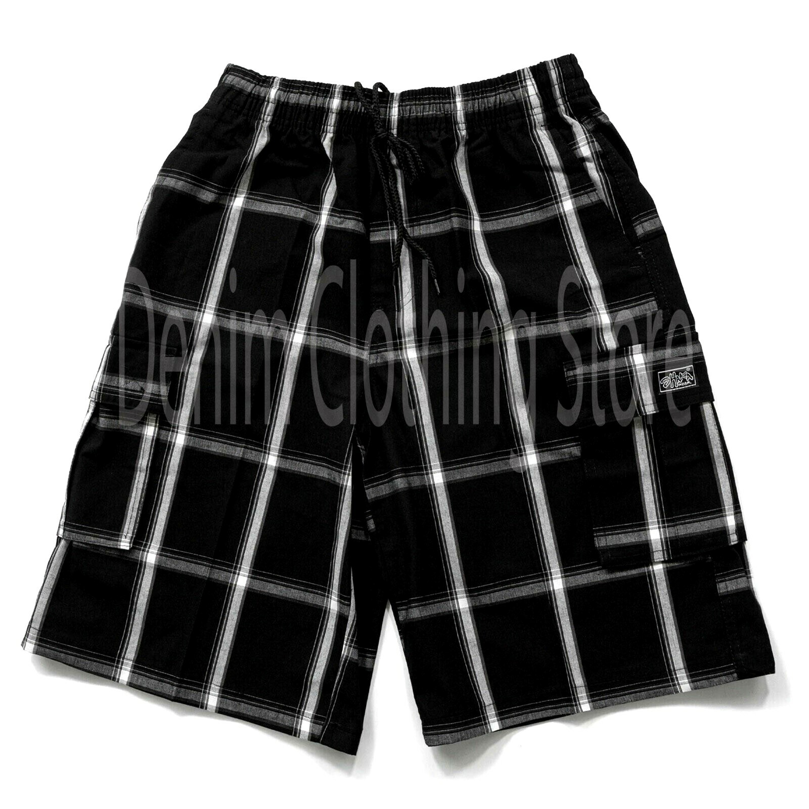 Shaka Wear Men's Checkered Relaxed Fit Plaid Cargo Shorts Loose Fitting S - 5XL