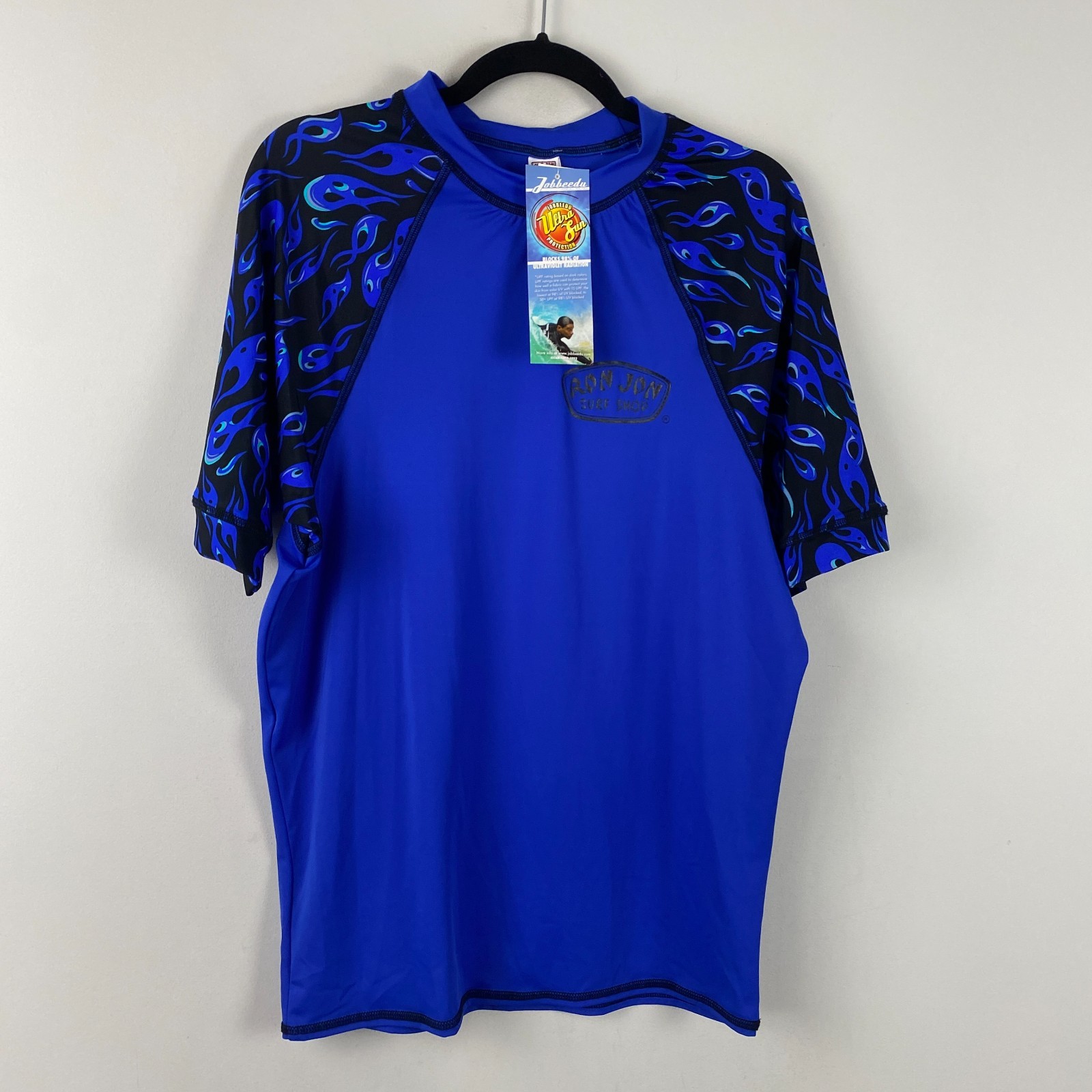 Ron Jon Surf Shop Blue Swim Rash Guard Shirt Mens 2XL Blue Short Sleeve