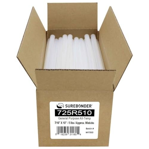 Surebonder 725R510 10in 7/16 Clear Full Size Hot Glue Sticks 5lb 90ct