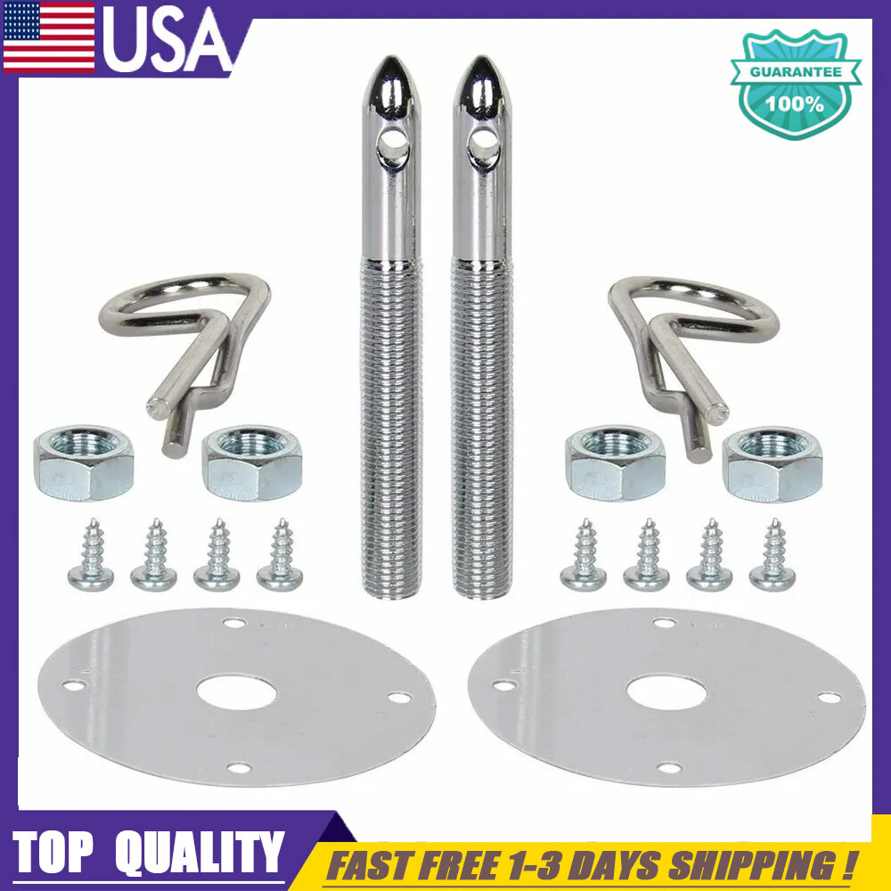 NEW Universal Stainless Steel Hood Pins / Bonnet Lock Pin Kit Direct fit