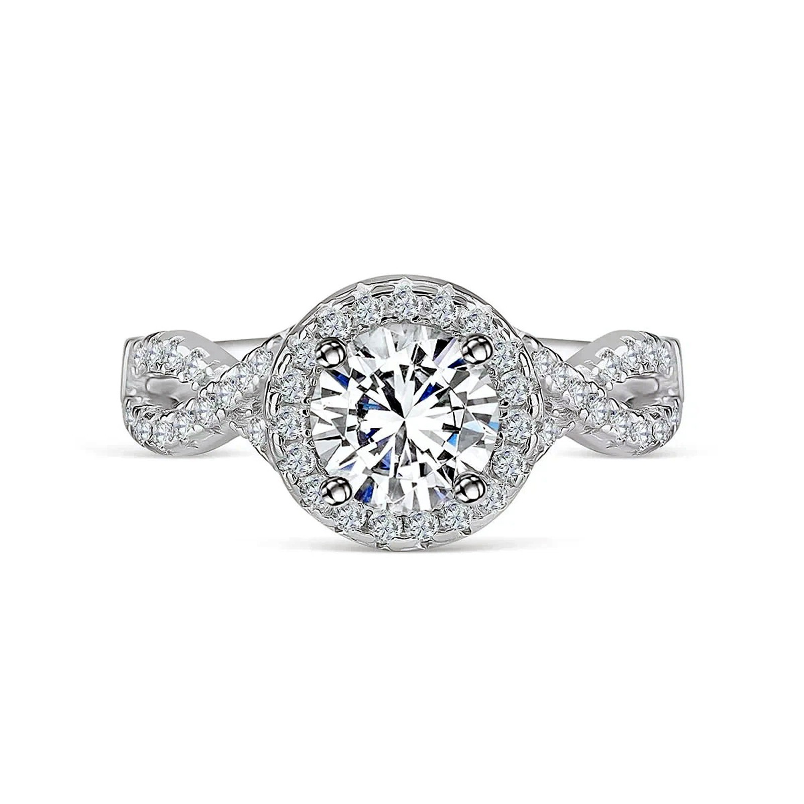 Round Shape 6.00Cts. Certified White Diamond Ring In 925 Silver - Tariffs Free