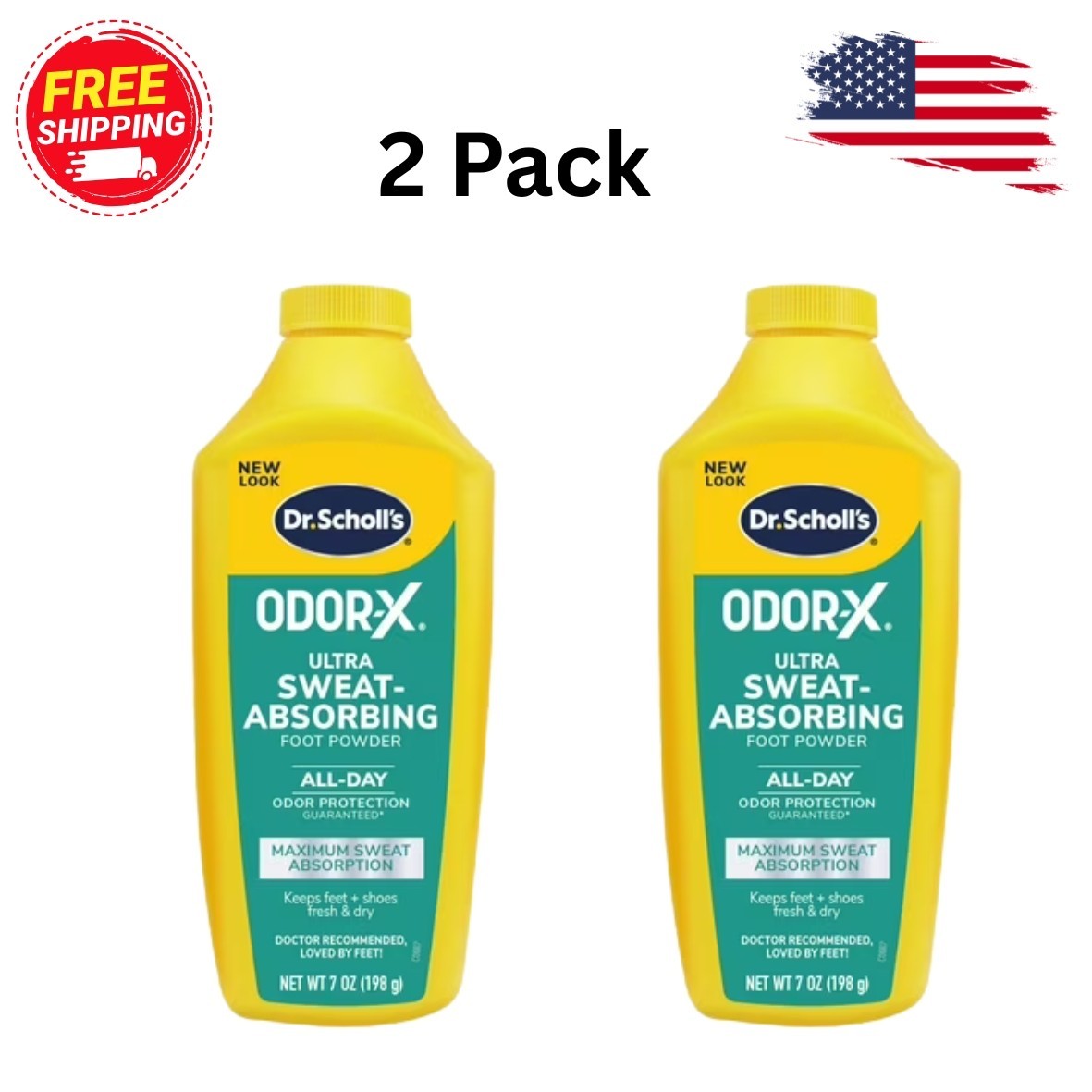 (2 PACK) Dr. Scholl’s® Odor-X® Ultra Sweat-Absorbing Unscented Foot Powder, 7oz. (2 PACK) Dr. Scholl’s® Odor-X® Ultra Sweat-Absorbing Unscented Foot Powder, 7oz.