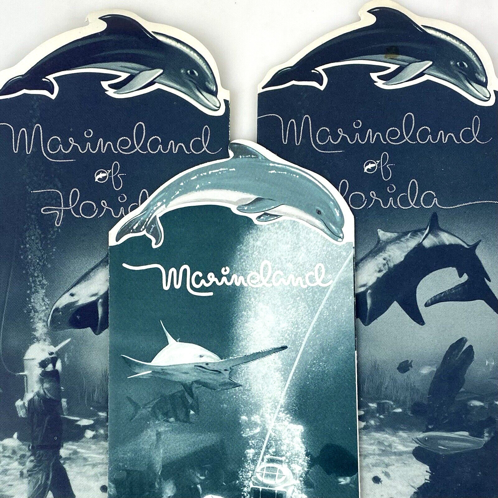 LOT 3 1950's FLORIDA MARINELAND BROCHURE FL Shark Dolphin Travel Souvenir Vtg