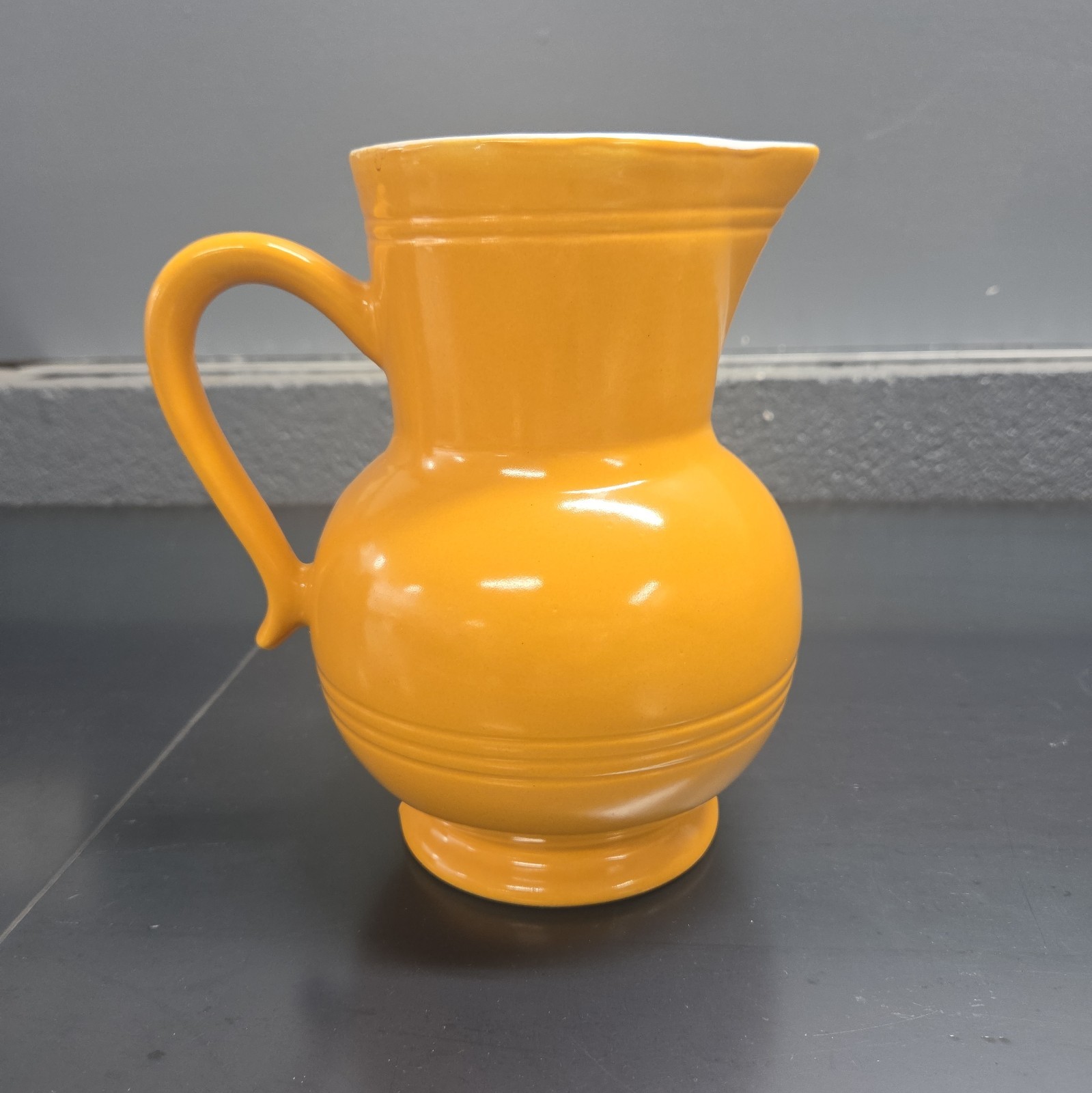 Vtg Emile Henry Mustard Yellow Pitcher 15-00 France Marigold