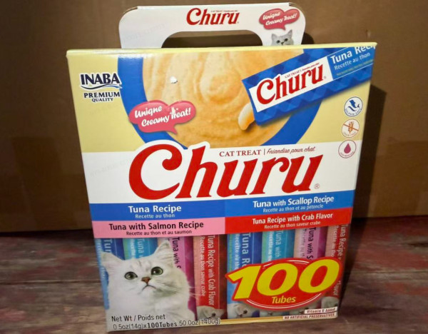 INABA Churu Cat Treats, Lickable, Squeezable Creamy Purée with Vitamin E, 0.5 Ou INABA Churu Cat Treats, Lickable, Squeezable Creamy Purée with Vitamin E, 0.5 Ou