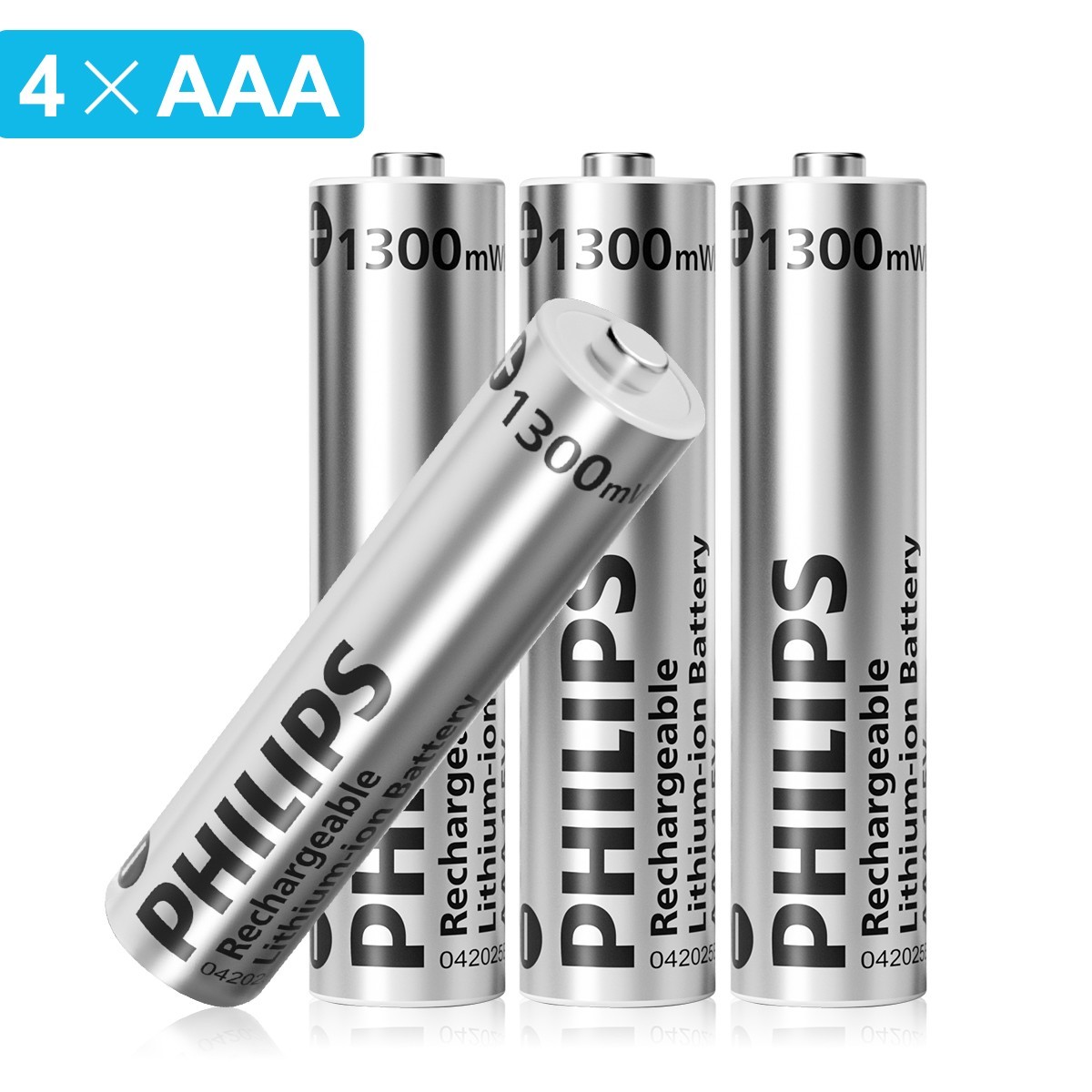 Philips 1300mWh AAA 1.5V Rechargeable Lithium Battery / Charging Storage Box Lot