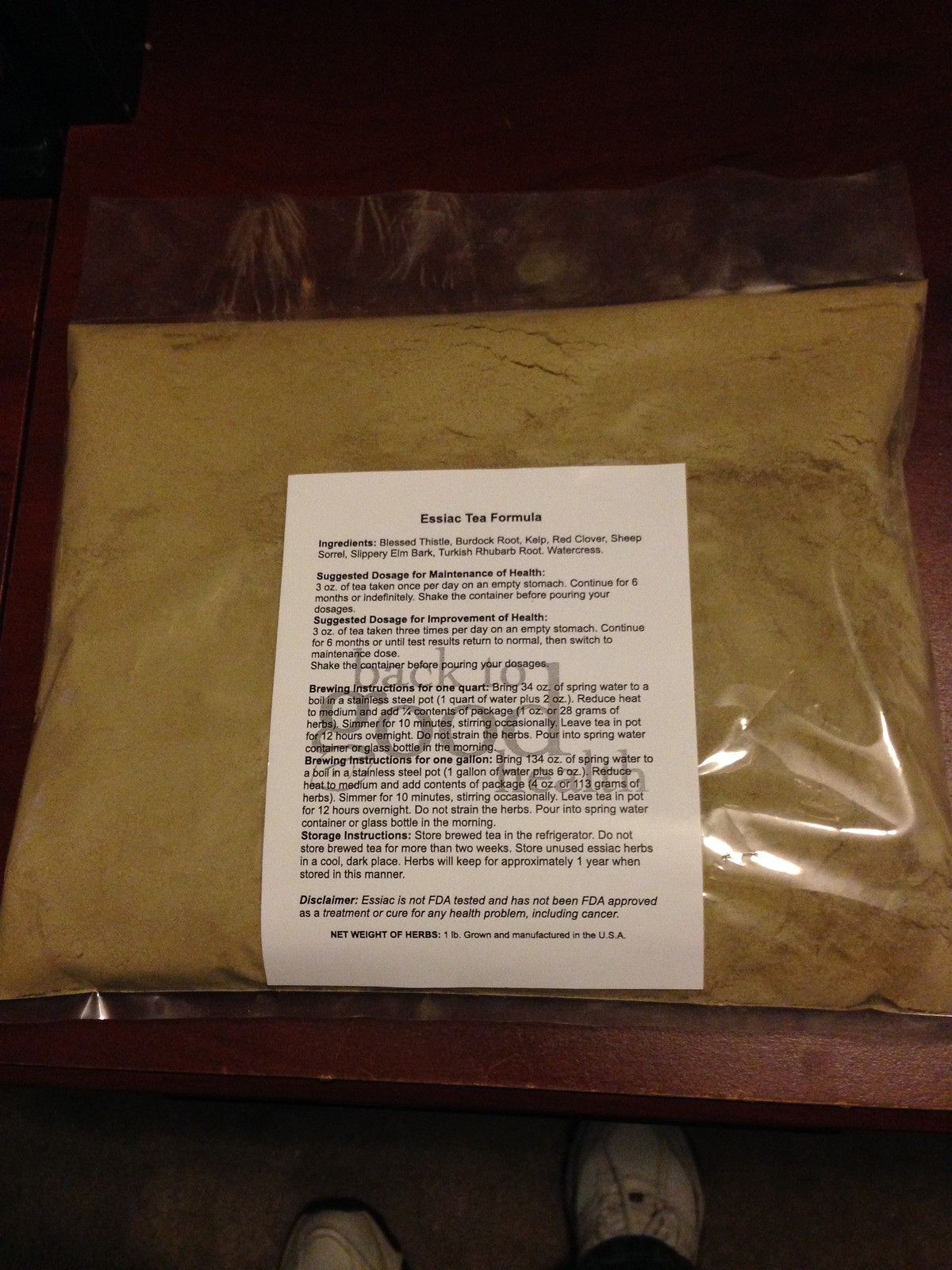 Back To Good Health 1lb. bag powdered 8 herb essiac tea