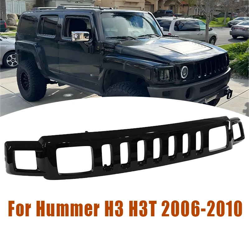 For Hummer H3 H3T 2006-10 Glossy Black Front Upper Grille Assembly Factory Style