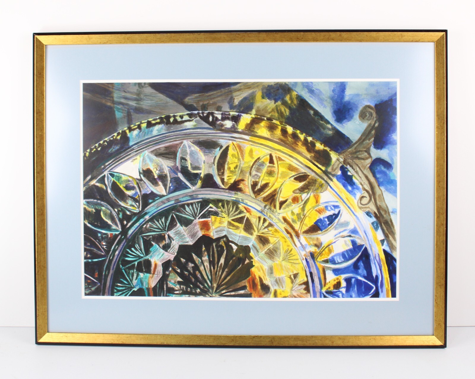 Unique Mid Century Abstract Watercolor Painting Signed W/ Symbol Custom Frame