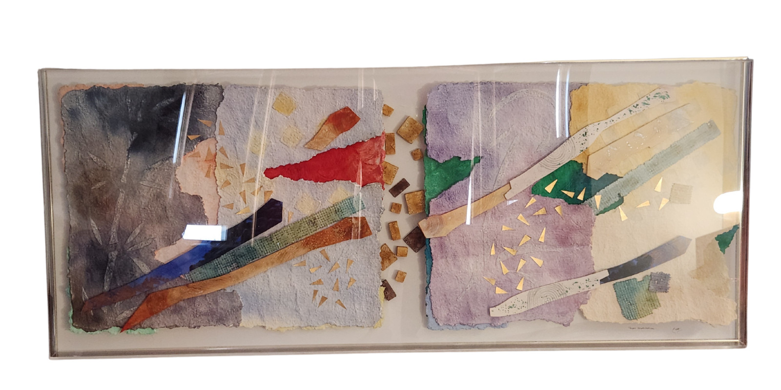 Acrylic Shadow Box Dimensional Found Art Abstract Original Signed 72 x 30 x 3.75