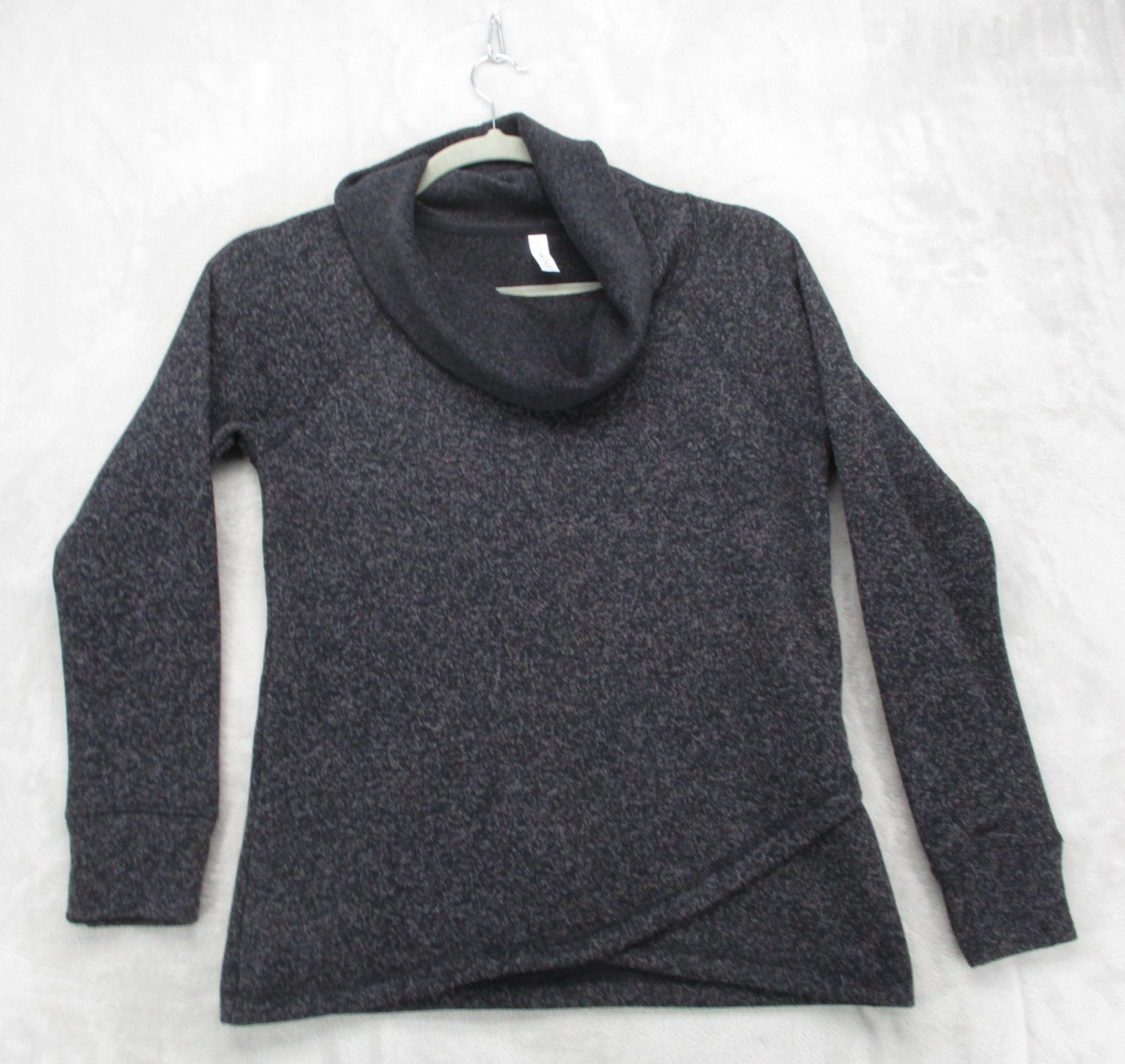 Ideology Pullover Womens M Gray Fleece Cowl Neck Asymmetrical Hem Lightweight