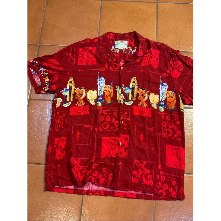 VTG Paradise Found Hawaii Tiki Cocktail Aloha Shirt Rayon XL Honolulu magnum pi
