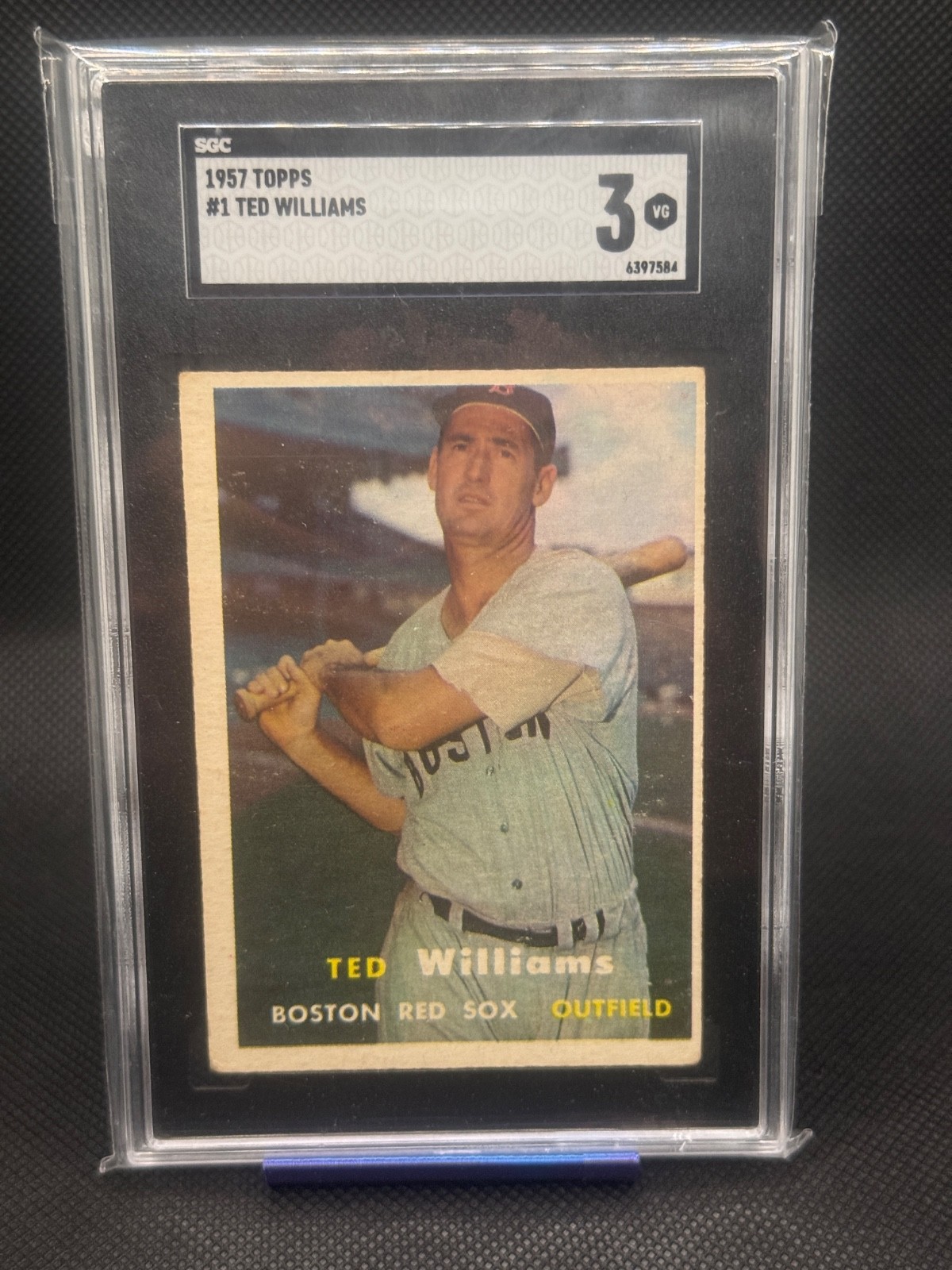 1957 TOPPS #1 TED WILLIAMS RED SOX BASEBALL CARD SGC 3 VG