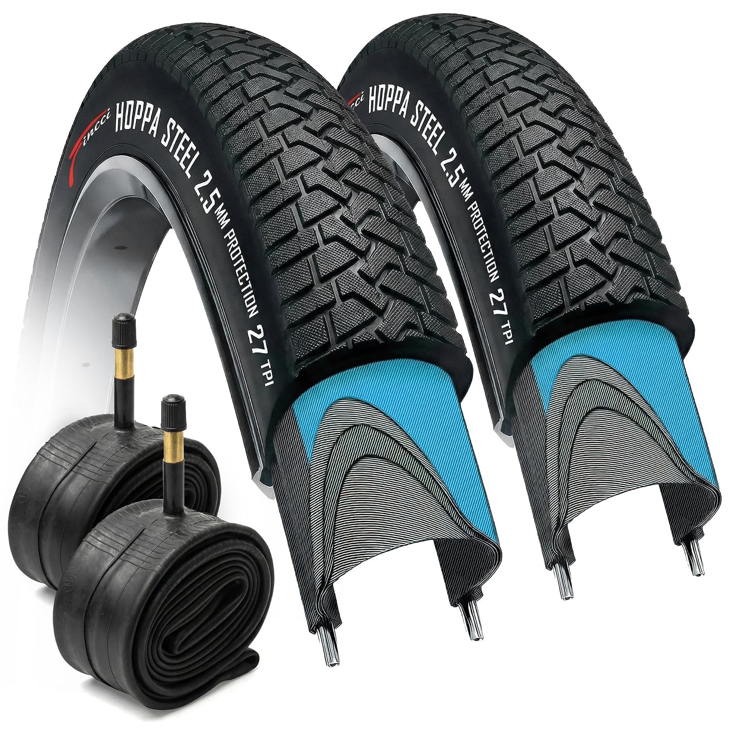 Set 20 x 2.10 BMX Bike Tire & Tubes Schrader - Foldable 54-406, 27 TPI