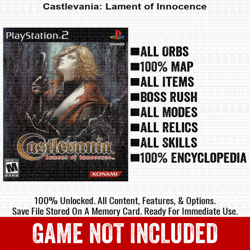 Castlevania Lament of Innocence 100% All Items PS2 Memory Card CHEATS