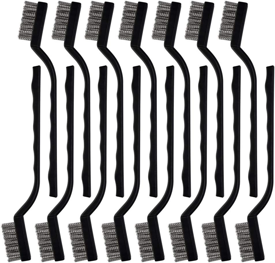 Topbuti 15 Pcs Mini Stainless Steel Wire Brush Set for Cleaning Welding Slag Rus Topbuti 15 Pcs Mini Stainless Steel Wire Brush Set for Cleaning Welding Slag Rus