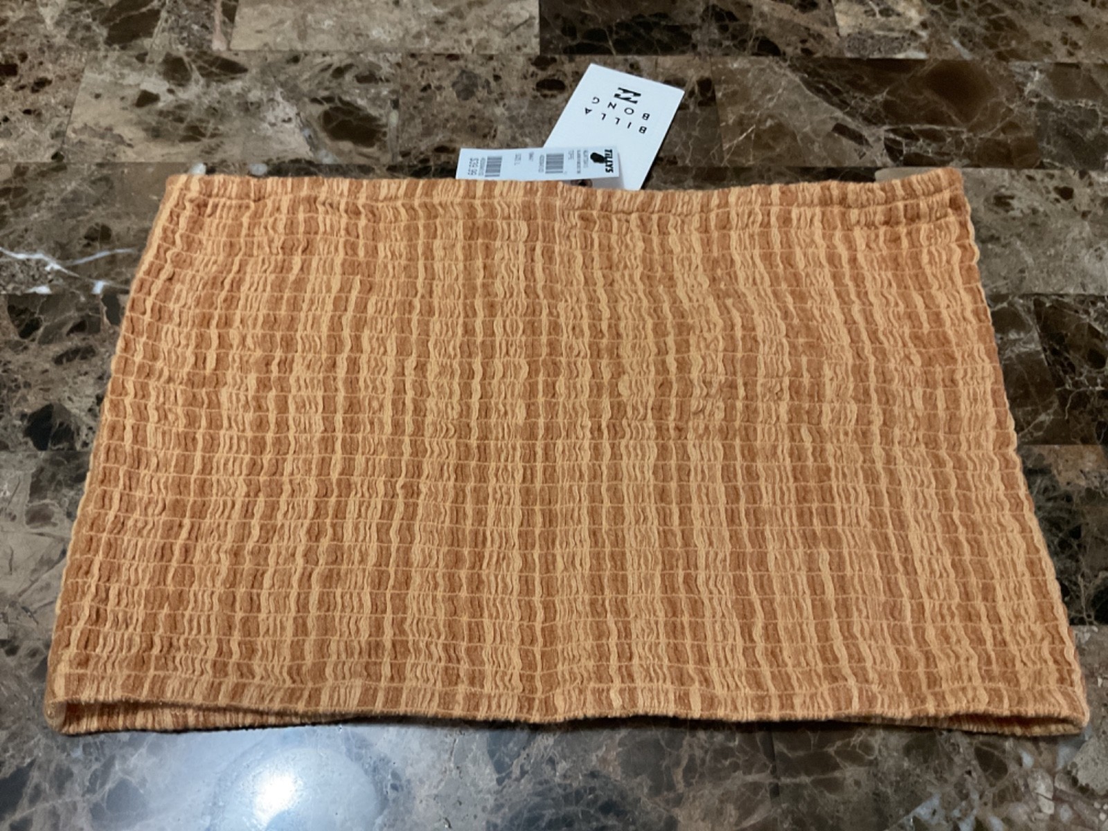 Billabong Women\'s Smocked Tube Top Size Large Toffe Brown $39.99 100% Cotton