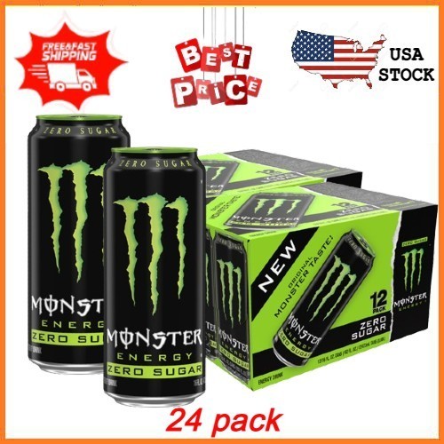 NEW 24 pack Monster Energy Zero Sugar, Sugar Free Energy Drink 16 Fl Oz FREESHIP