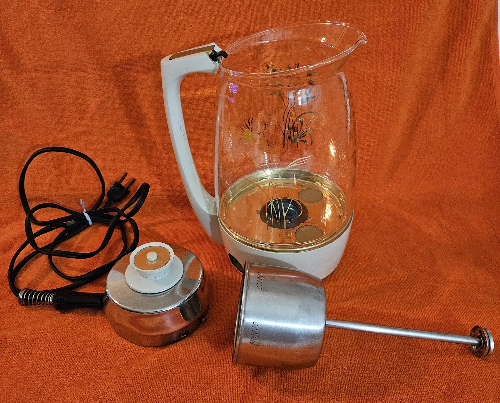 Vintage Proctor Silex Glass Coffee Percolator Pot, Model 70101 Floral Tested