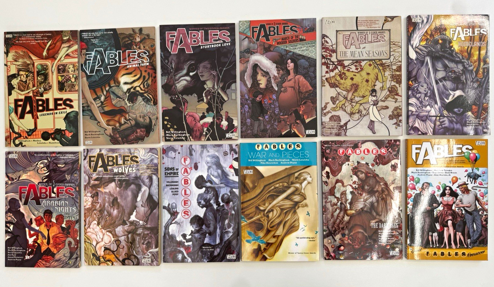 Fables Vertigo Trade Paperback Lot Vol. 1-13 (missing volume 10) Fables Vertigo Trade Paperback Lot Vol. 1-13 (missing volume 10)