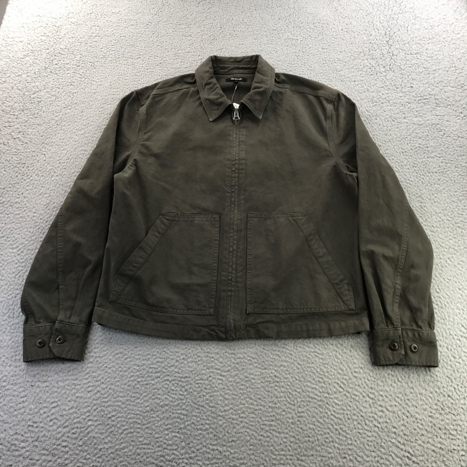 Madewell Zip Front Jacket Men Medium Mocha Brown Canvas Bomber NV979 Classic NEW Madewell Zip Front Jacket Men Medium Mocha Brown Canvas Bomber NV979 Classic NEW