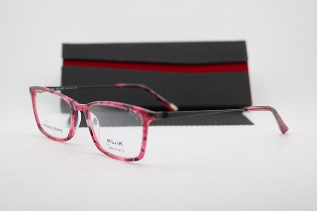 NEW KLIIK DENMARK 718 S410 PINK BLACK GUNMETAL BLACK AUTHENTIC EYEGLASSES 49-16