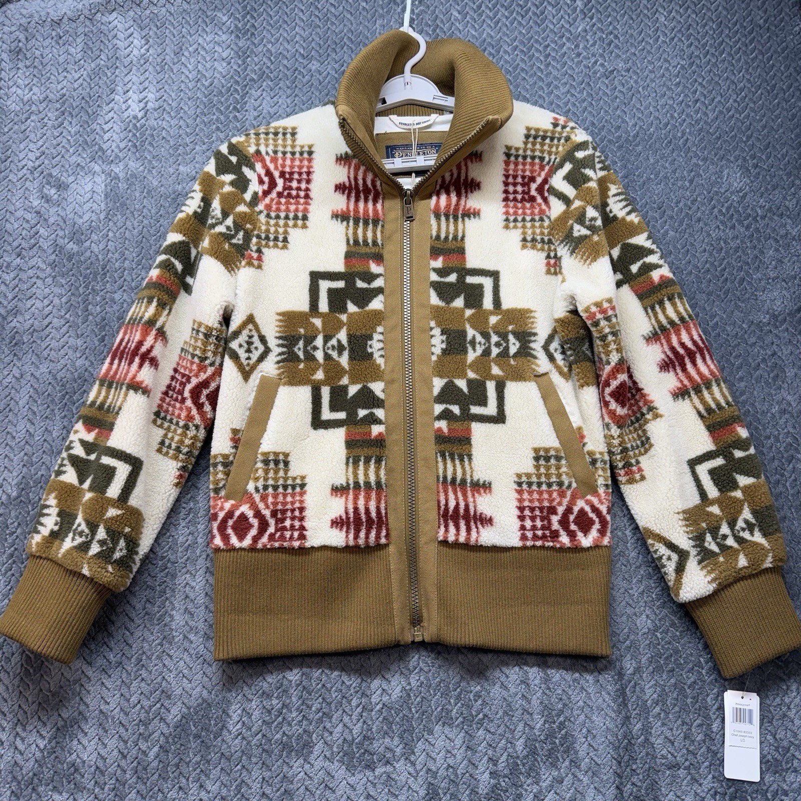 Pendleton Women’s Large Chief Joseph Ivory Foxglove Fleece Bomber Jacket