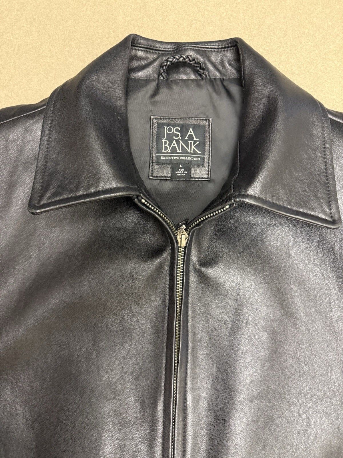 Jos. A. Bank Executive Collection Black Leather Full Zip Jacket Men’s L Regular Jos. A. Bank Executive Collection Black Leather Full Zip Jacket Men’s L Regular