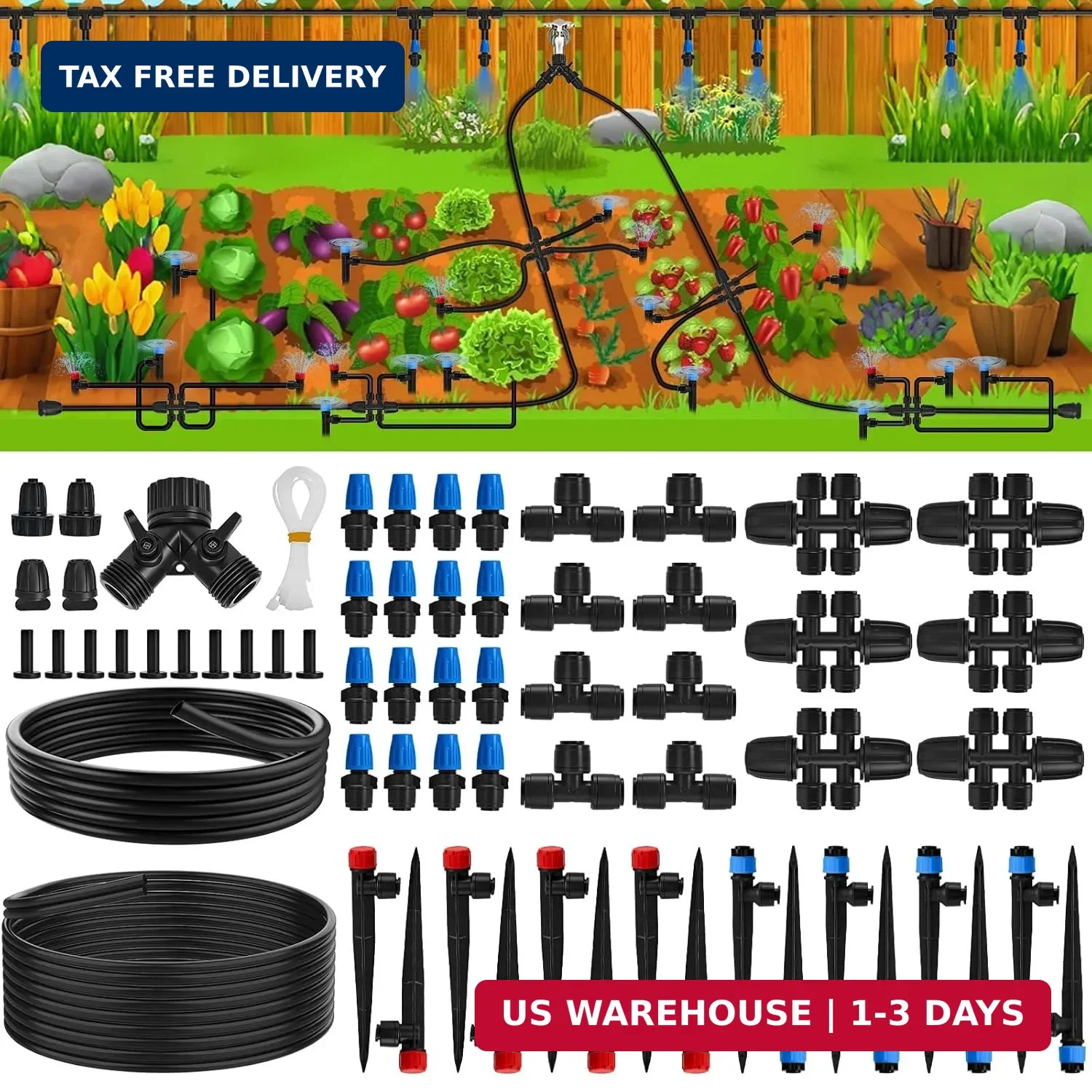 200FT Quick-Connect Drip Irrigation System, Automatic Irrigation Kit with 40FT 2 200FT Quick-Connect Drip Irrigation System, Automatic Irrigation Kit with 40FT 2