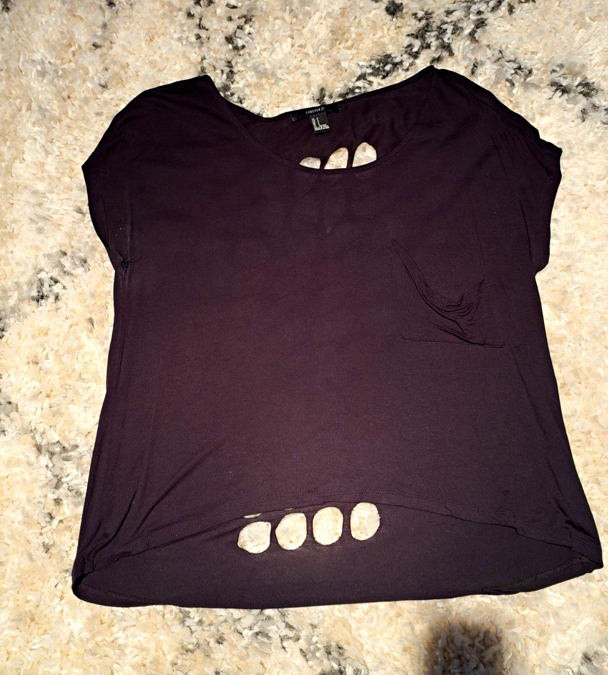 Forever 21 Black Short Sleeve Cutout Crop Tee Forever 21 Black Short Sleeve Cutout Crop Tee