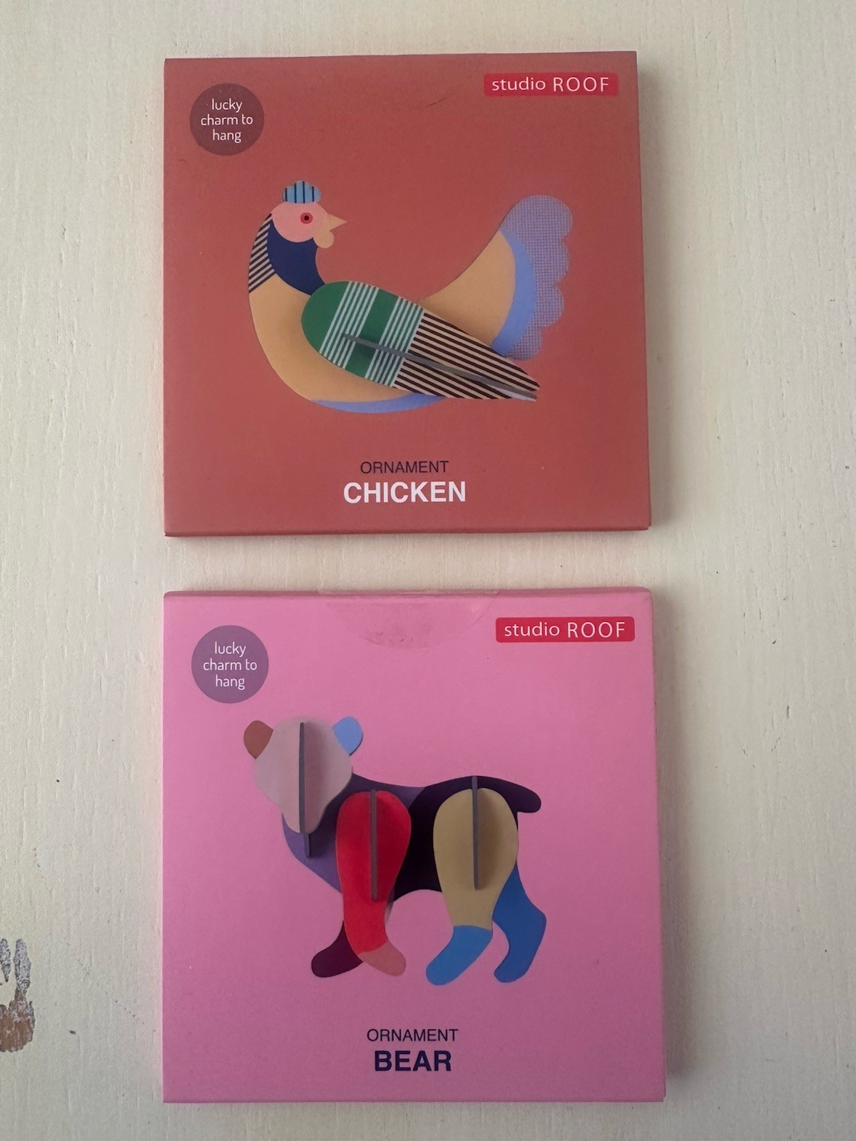 B1 studio ROOF Wall Decor Ornament Bear & Chicken NEW Lucky Charm To Hang