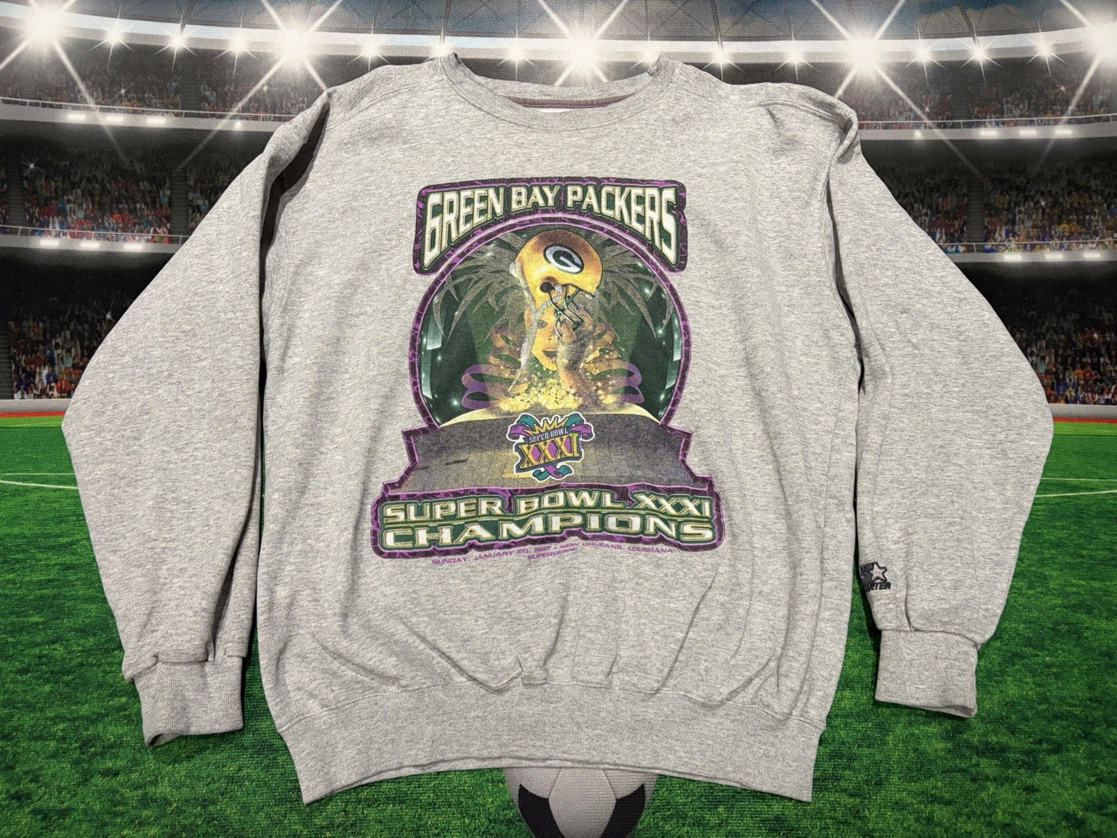 Green Bay Packers Super Bowl XXXI 1997 Vintage Starter Sz XL Adult Preowned Green Bay Packers Super Bowl XXXI 1997 Vintage Starter Sz XL Adult Preowned