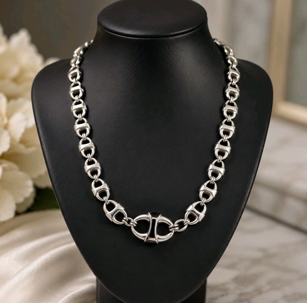 NWT Brighton Portofino Necklace Black Enamel Silver Tone Statement
