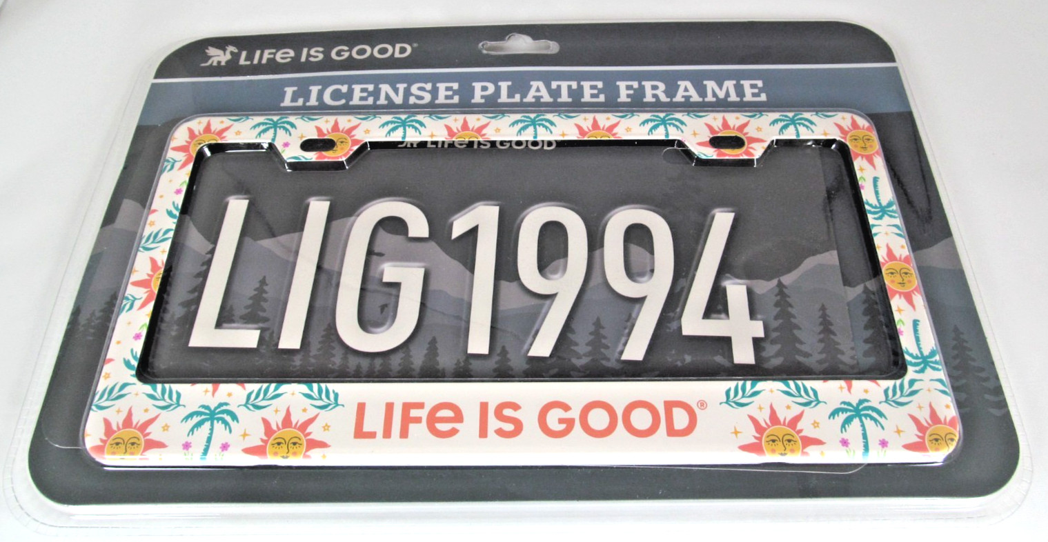 LIFE IS GOOD New Multicolor Tropical Stainless Steel License Plate Frame