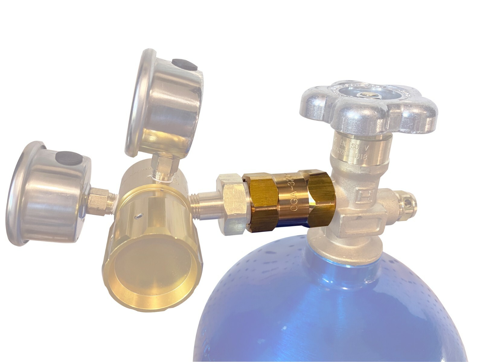 CGA-320 to CGA-580 CO2 Cylinder to Argon Nitrogen Regulator BRASS Adapter CGA-320 to CGA-580 CO2 Cylinder to Argon Nitrogen Regulator BRASS Adapter