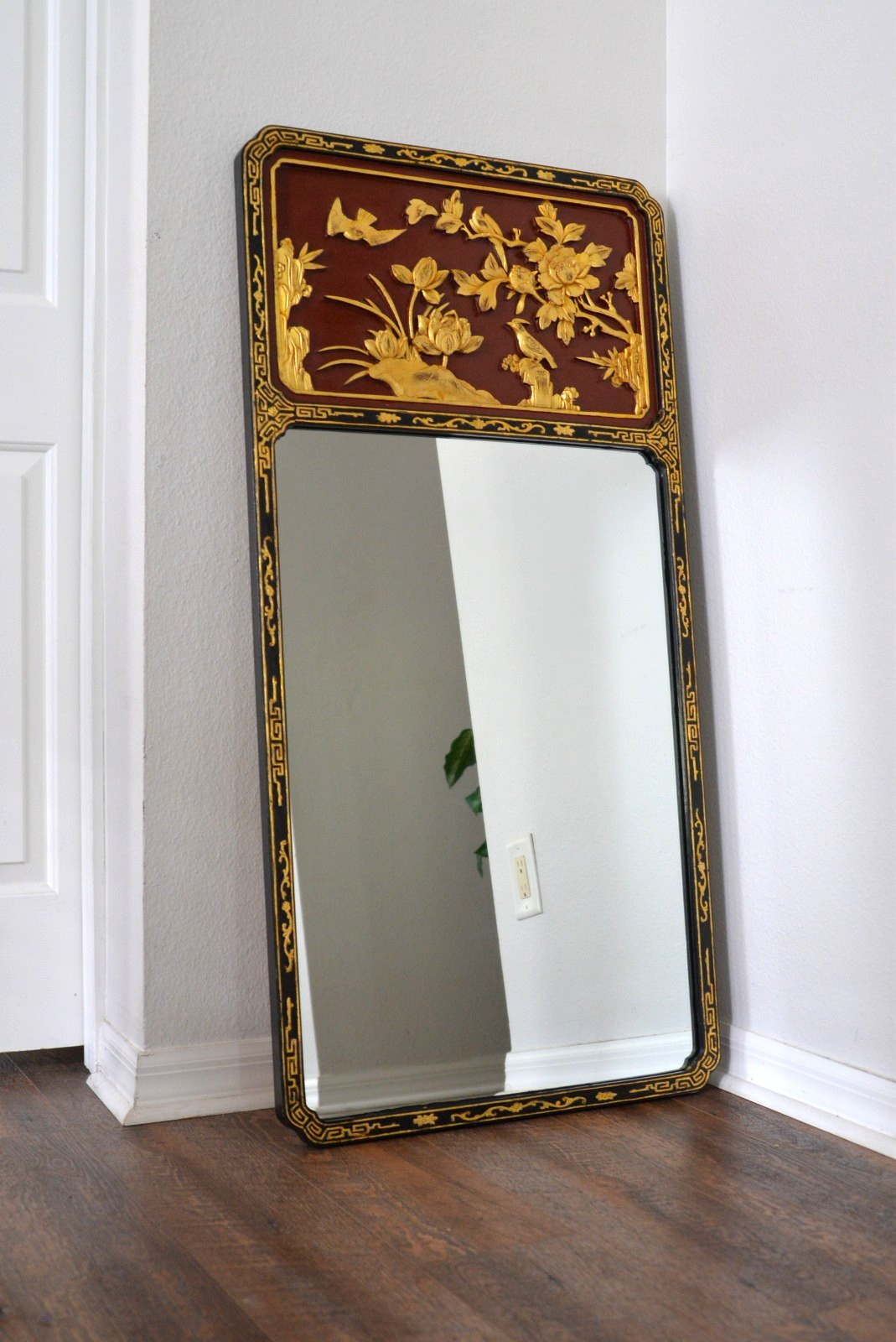 LaBarge Italian Hand Carved Framed Hand Painted Chinoiserie Mirror – Style# 1745