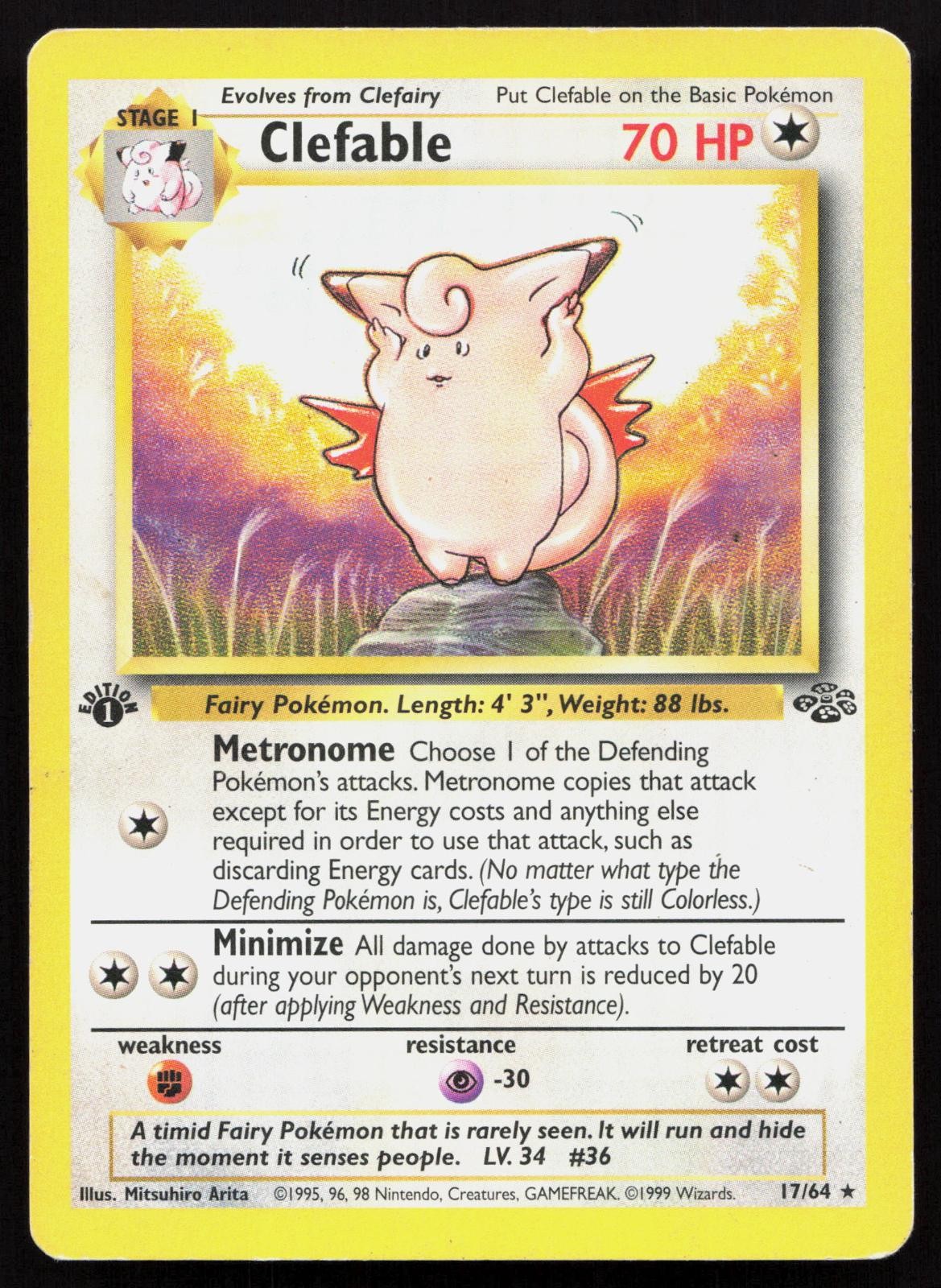 Clefable 17/64 1ST EDITION Jungle Pokemon Clefable 17/64 1ST EDITION Jungle Pokemon