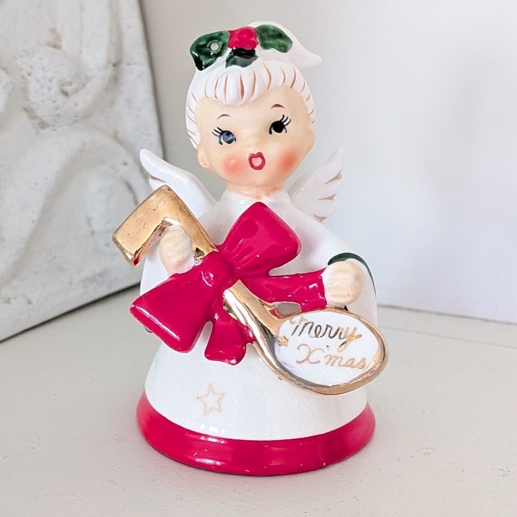 Vintage 1957 Napco Christmas Angel Bell Figurine 3N2565 Merry X\'mas Japan Vintage 1957 Napco Christmas Angel Bell Figurine 3N2565 Merry X\'mas Japan
