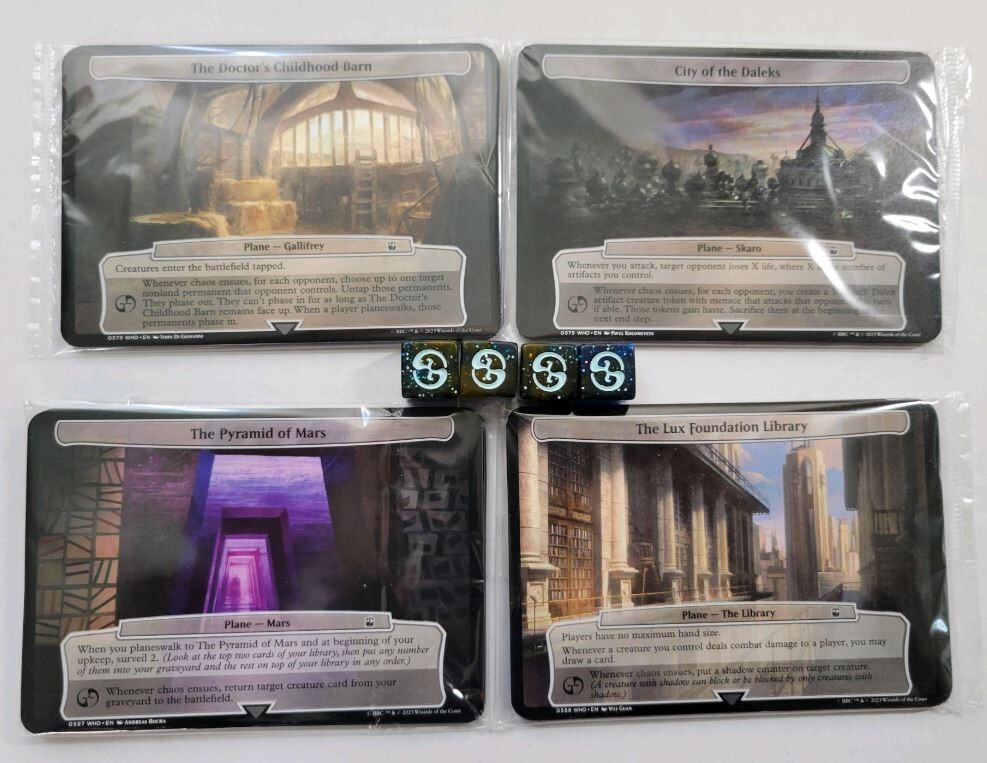 MTG Doctor Who - Complete Set 40 Planechase Cards with All 4 Dice - New & Sealed MTG Doctor Who - Complete Set 40 Planechase Cards with All 4 Dice - New & Sealed