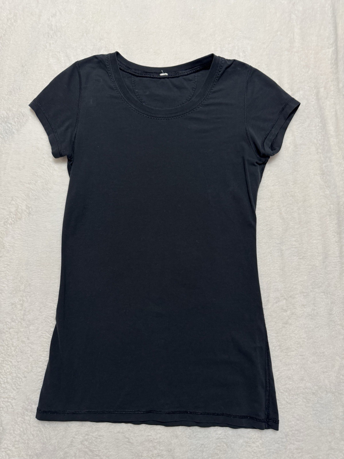Lululemon Women’s Hold Tight Short Sleeve Shirt Black Ribbed Modal Tee Sz 4/6