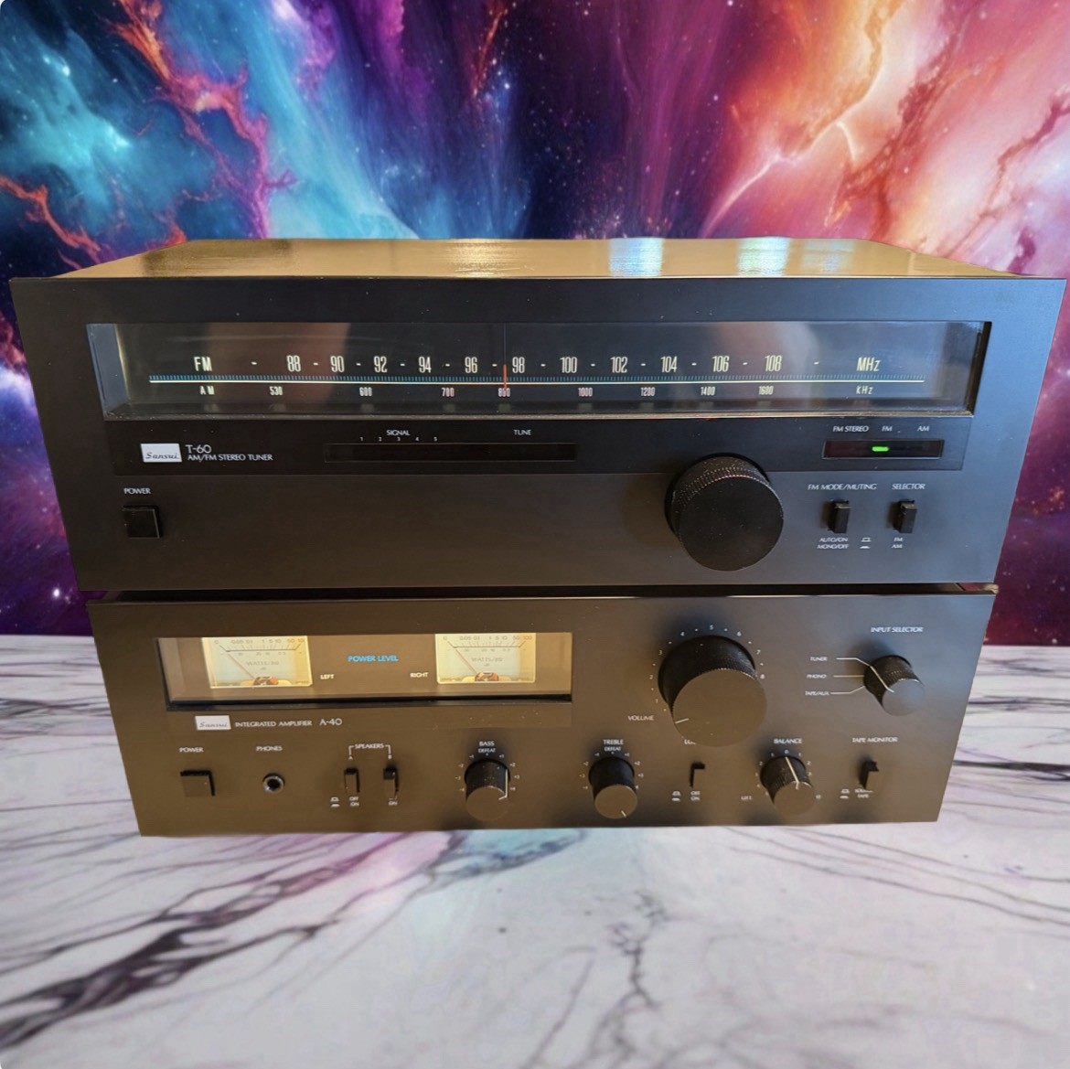Sansui A-40 Integrated Amplifier+ T-60 Tuner Hi-Fi Near Mint Recapped Serviced🔥