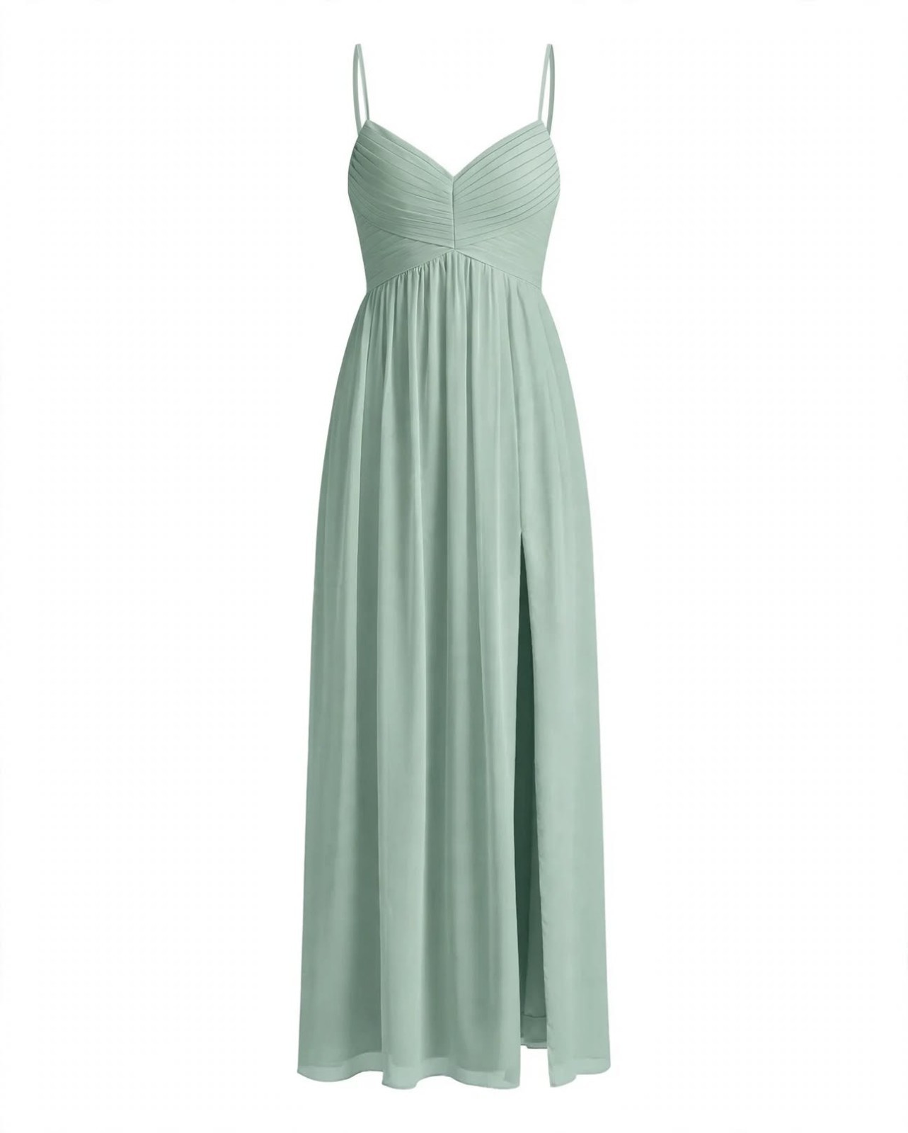 NWT Azazie Alia Agave A-Line Pleated Chiffon Maxi Formal Bridesmaid Dress A2