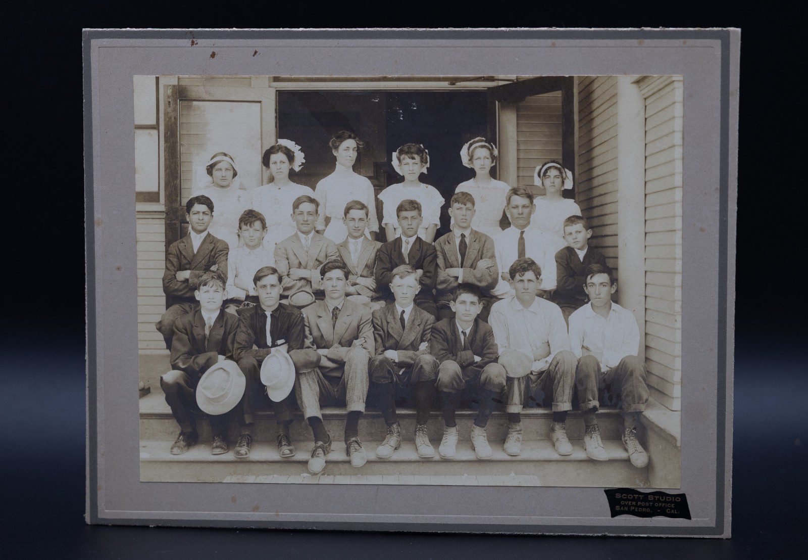 Antique 1911 San Pedro California School Photo 16th St Scott Studio Large Mount Antique 1911 San Pedro California School Photo 16th St Scott Studio Large Mount