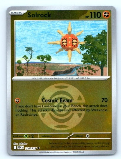 Solrock 106/217 Symbol ~ Reverse Holo English Near Mint