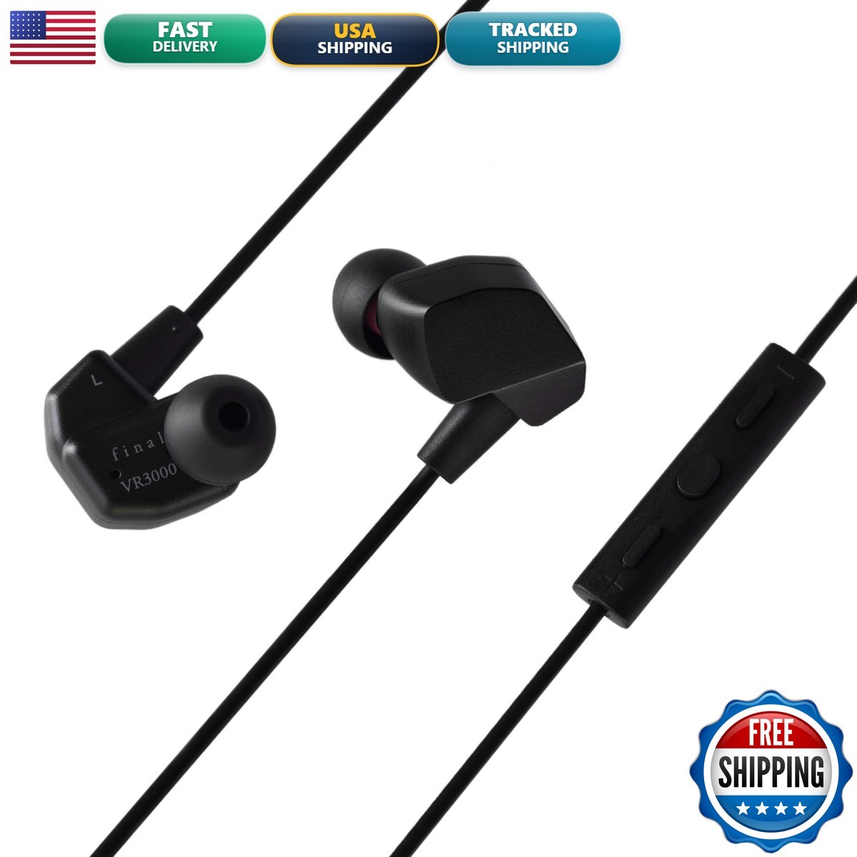 Final VR3000 Gaming Earphones - in-Line Microphone and Controls - Black Final VR3000 Gaming Earphones - in-Line Microphone and Controls - Black