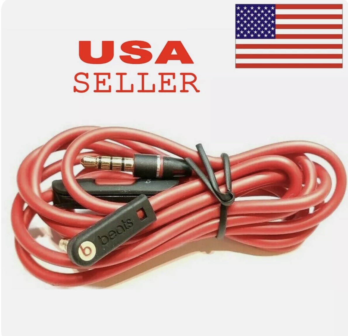 Original Beats Dr Dre 3.5mm Audio Jack L Cord Headphone Aux Mic Control Talk