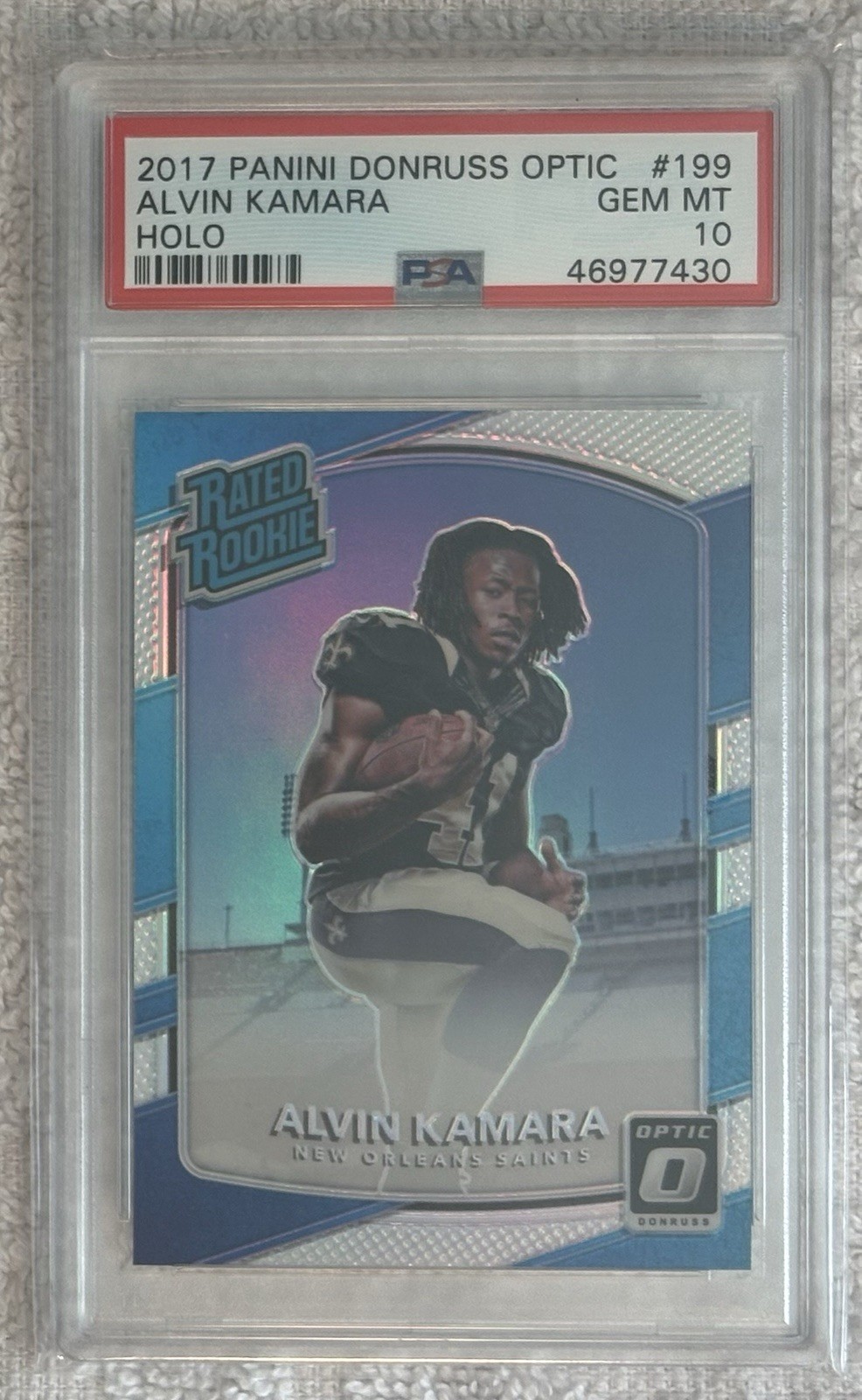 2017 Optic HOLO REFRACTOR - ALVIN KAMARA Rookie RC Card PSA 10 GEM MINT