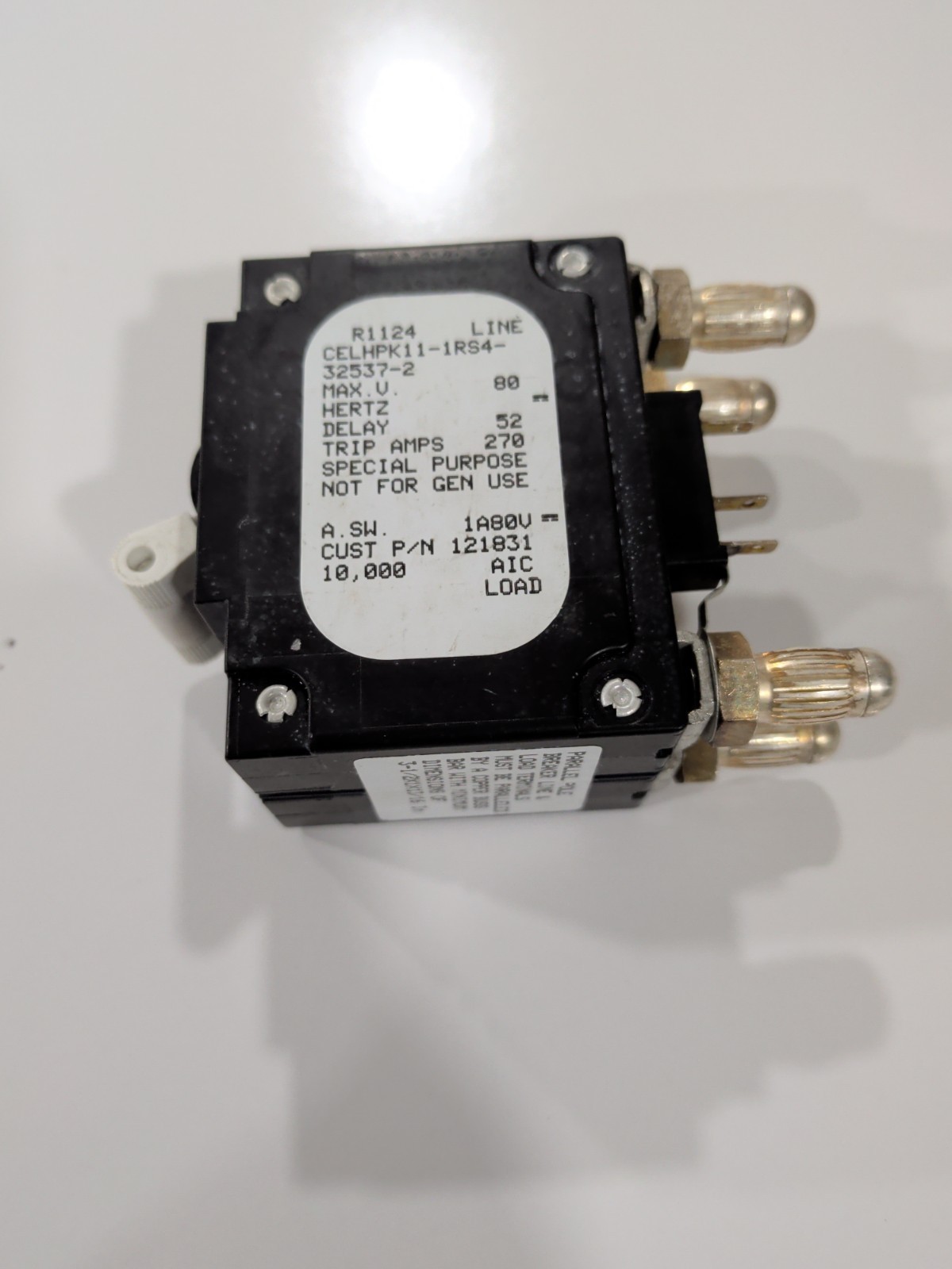 New Airpax CELHPK11-1RS4-32537-2  Circuit Breaker 200 A 2 Pole 121831 DC Bullet