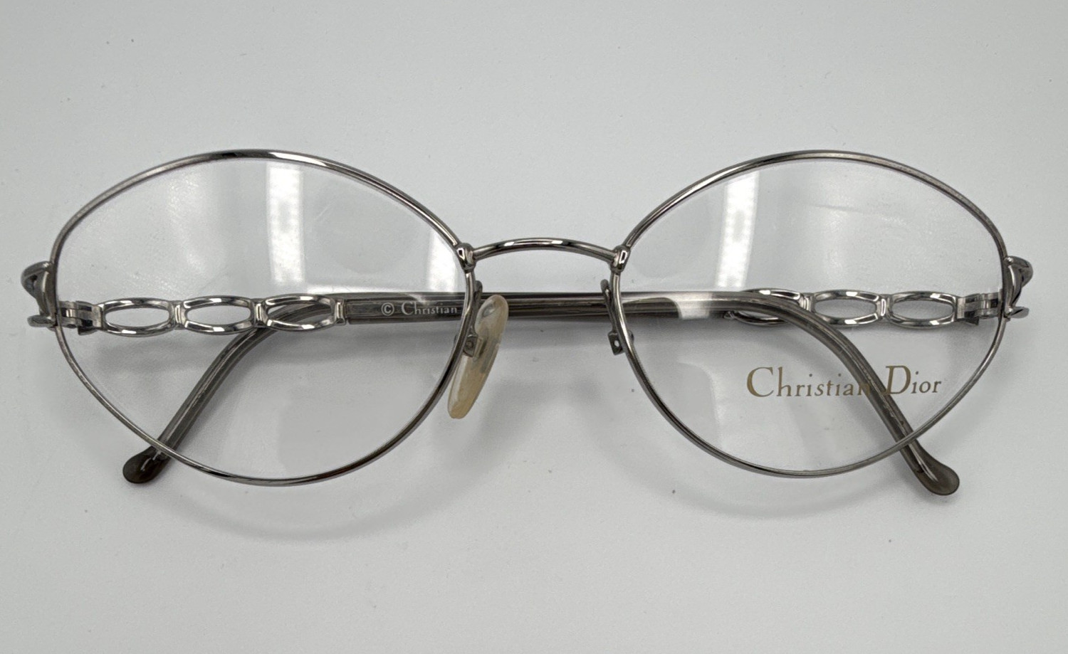 Vintage Christian Dior Silver Oval Eyeglass Frames (CD 3533 29F 135)